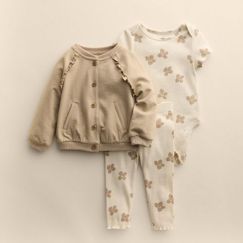Baby Girl Little Co. by Lauren Conrad 3-pc. Ruffle Bomber, Bodysuit & Pants Set