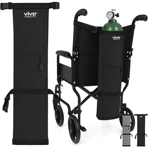 Vive Oxygen Tank Holder for Wheelchair - Portable Medical Cylinder Backpack for Travel - Carrier Accessories Bag for Walker, Rollator, Scooter - Case Fits Canister Sizes M2, M4, M6, M9, C, D, E