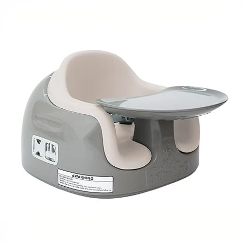 Bumbo 3-in-1 Multi-Seat for 6 to 36 Months, Travel Baby Feeding & Play Floor Seat, All-in-One Portable Booster with Tray & Toddler High Chair, Breige/White Sand