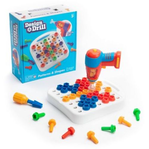 Educational Insights Design & Drill Patterns & Shapes: Toy Tools for Kids with Pretend Construction Accessories