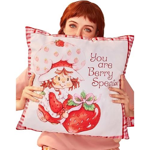 Strawberry Shortcake Throw Pillow Covers Cute Print Cozy Halloween Accessories, Pink