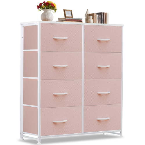 8-Drawer Dresser, Clothes Dresser Tower & Classification Storage for Bedroom, Living Room, Pink