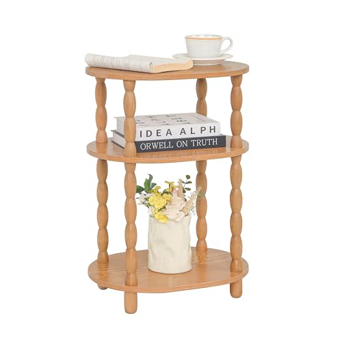 MaxSmeo End Table, Small Side Table for Small Spaces, Modern Oval Night Stand Accent Table for Living Room, Bedroom, Brown