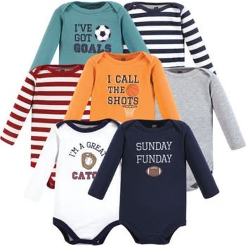 Cotton Long-Sleeve Bodysuits 7-Pack, 9-12M