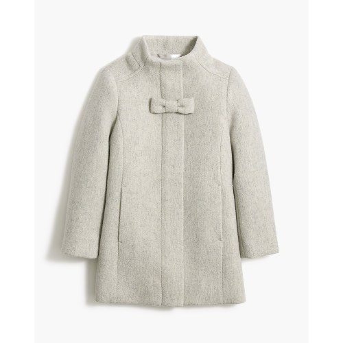 Girls' wool-blend bow coat, Heather Dusk, size 4-5