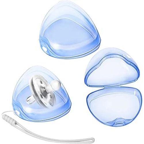 Pacifier Case,3 Pack BPA Free Pacifier Holder Case with Lanyard for Diaper Bag,Pacifier Container Box for Baby Binky Nipple Travel,Essential Pacifier Accessories,Easy to Clean,Blue