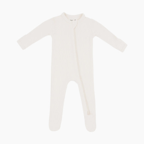 Kyte Baby Ribbed Zipper Footie - Oat, Newborn