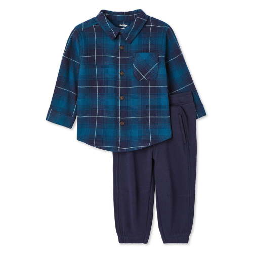 George Baby Boys' Flannel Shirt 2-Piece Set - Walmart.ca
