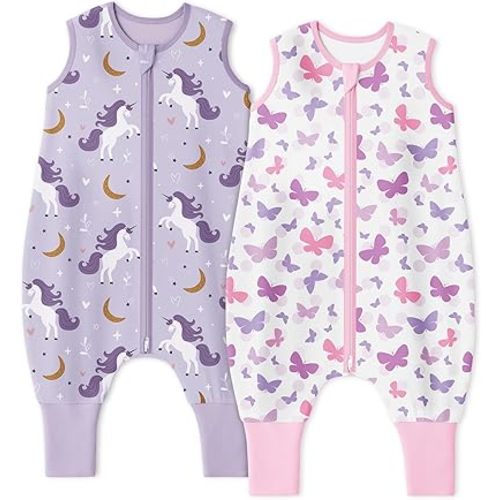 Yoofoss Toddler Sleep Sack With Feet 24-36 Months 100% Organic Cotton Baby Sleep Sack with Legs Toddler Wearable Blanket with 2-Way Zipper