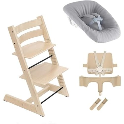 Stokke Tripp Trapp High Chair 2, Natural (Includes Chair & Baby Set) with Newborn Set - Safe, Adjustable, Ergonomic Design