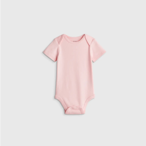 100% Organic Cotton Short Sleeve Bodysuit - Baby in Baby Pink