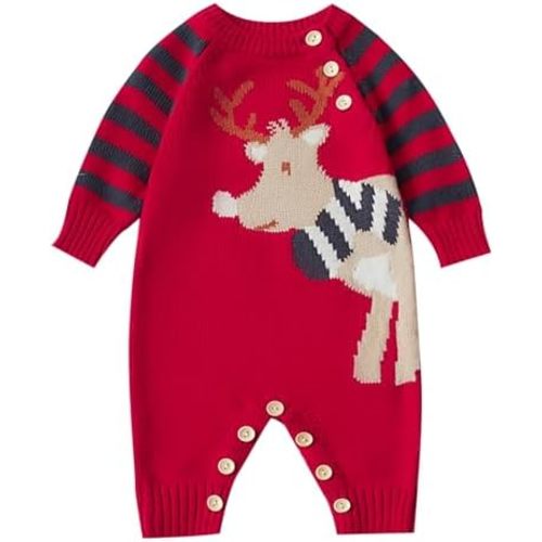 Newborn Baby Boy Long Sleeve Knitted Romper Warm Bodysuit Knitted Winter Clothes 0-24 Months