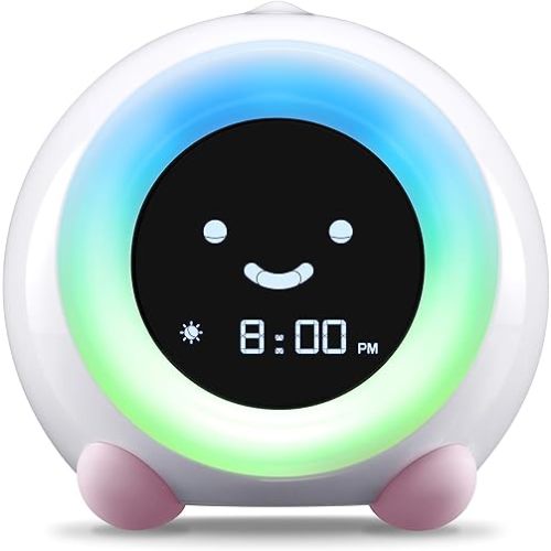 LittleHippo MELLA: Ready to Rise Children's Sleep Trainer, Night Light, Sound Machine and OK to Wake Alarm Clock for Toddlers and Kids - Blush Pink