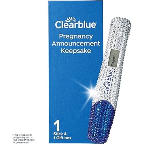 Clearblue Bedazzled Pregnancy Announcement Keepsake Stick 1ct; Unique and Memorable Reminder for Sharing Special Moments on Social Media