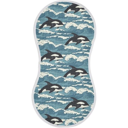 Muslin Burp Cloths for Baby Boys and Girls - 1-Pack Ultra Absorbent Killer Whale Orca Muslin Washcloths, Newborn Towel, Milk Spit Up Rags, Burp Cloth Bib for Unisex, 22 x 11 Inch