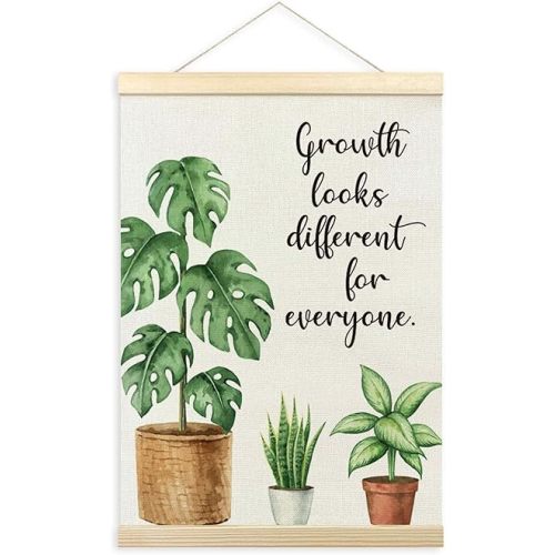 TLESKE Mental Health Poster Hanger Frame for Therapy Counseling Office, Motivational Inspirational Wall Art Decor for Classroom Nursery, Growth Looks Different for Everyone Canvas Poster Print 12x16