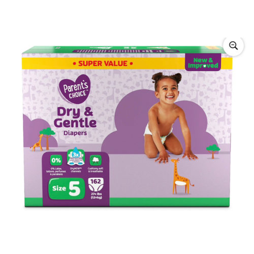 Parent's Choice Dry & Gentle Diapers Size 5, 162 Count (Select for More Options) HSA/FSA Eligible - Walmart.com