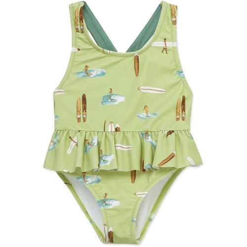 Milkbarn Baby Girl One-Piece Swimsuit UPF50+ Sun Protection, Ruffled Bathing Suit, Toddler Swimwear for Summer Beach Pool