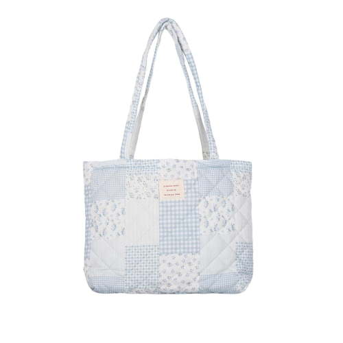 Floral Quilted Cotton Shoulder Bag for Women Daily Use Medium Size Handbag Large Capacity Thickened Design Tote