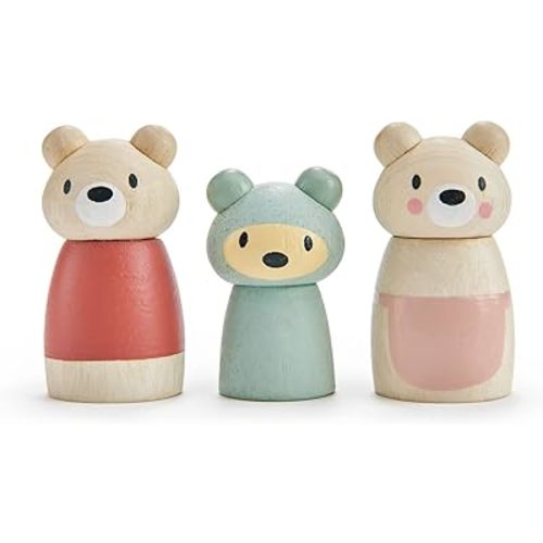 Tender Leaf Toys - Bear Tales - Wooden Dollhouse Add-on Dolls Playset, Figures of 3 Pcs Bear Family for Children - Inspires Endless Imaginative Play - Age 3+