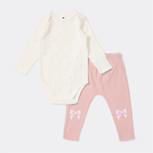 Dymples Baby Bodysuit & Legging Set - Dusky Pink & White - Size 000