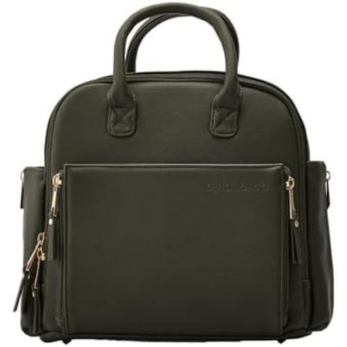 Ayla & Co Mini Bag, Transitional Minimal Diaper Bag, Vegan Leather, with Expandable Pockets, Built-In Wallet, Organizer