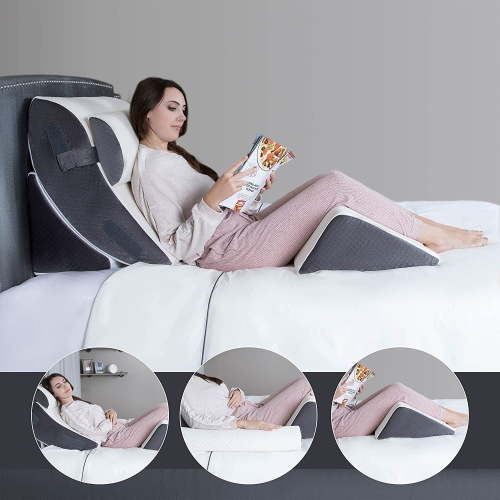 Kolbs 4pcs Orthopedic Bed Wedge Pillow Set | Stylish Chic Plush Velvet Cover | Post Surgery Body Pillow, Wedge Pillows for Sleeping | Acid Reflux and Gerd Wedge Pillow for Sleeping