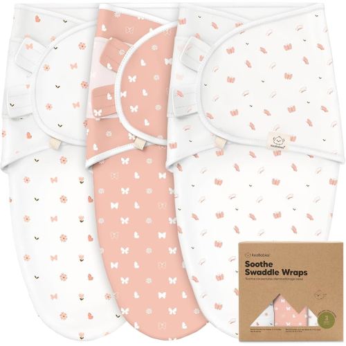 KeaBabies 3-Pack Organic Baby Swaddle Sleep Sacks - Swaddles for Newborns, Infant 3-6 Months, Baby Girls, Boys, Soft & Snug Newborn Sleep Sack, Nursery Swaddling Blankets (Butterflies, L)