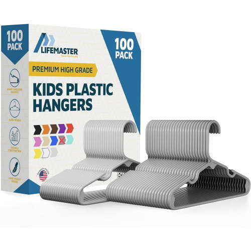 Lifemaster Kids Clothes Hangers 100 Pack - Gray, 11.61