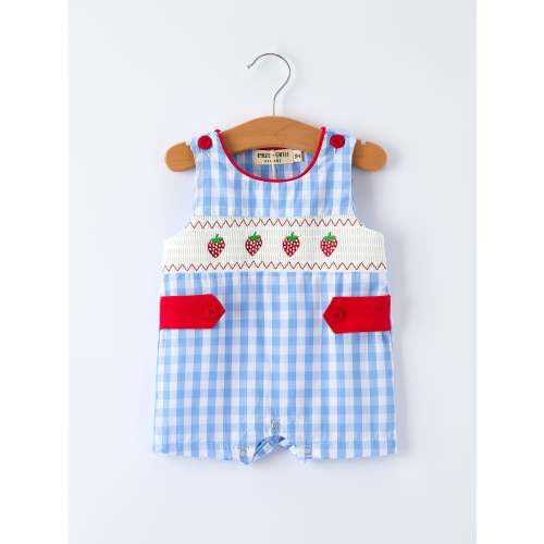 Baby Boys Summer Strawberry Embroidered Smocked Romper – The Rocking Horse Co.