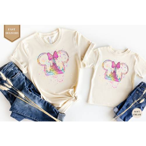 Disney Watercolor Shirt, Disney Minnie Ears Shirt, Disney Princess Shirt, Mama Mini Matching Shirt, Disney Girls Trip, Princess Castle Shirt