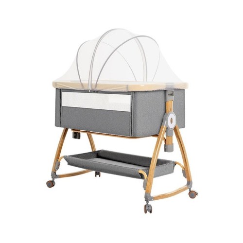 PlayPals 3-in-1 Baby Cot Crib Bed Bassinet Bedside Sleeper Portable Grey