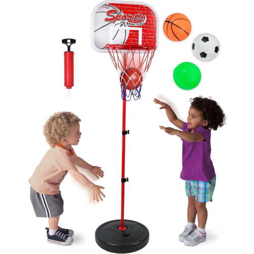 Kiddie Play Toddler Basketball Hoop for Kids Toy Set with 3 Balls | Adjustable Height Stand 2-4 ft Indoor & Outdoor Play for Boy & Girl