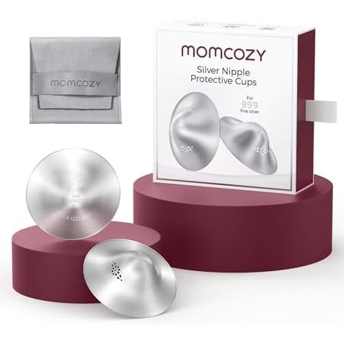 Momcozy 999 Silver Nursing Cups Original Perforated Breathable Design, 999 Silver Nipple Cover for Breastfeeding Essential,Nipple Shield for Nursing Newborn, Metal Nipple Shields, Regular Size