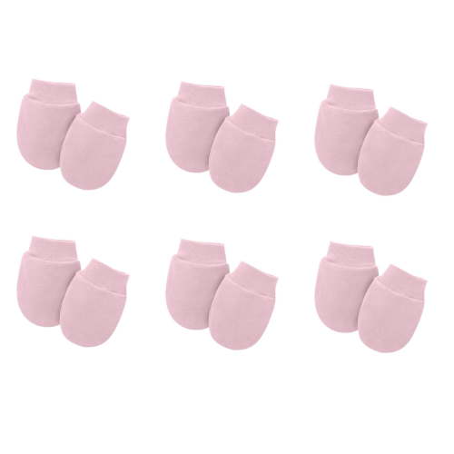 Lovzfmll Toddler Mittens, Newborn Anti-Scratch Gloves, 6-Piece Set in Solid Colors, Soft Cotton Protective Gloves for Newborns 0-12 Months, Pink