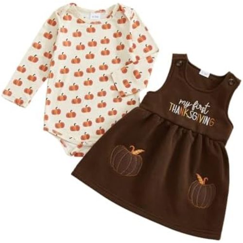 Socutebabe My First Halloween Baby Girl Outfit Newborn Short Sleeve Romper and Overalls Skirt Dress Outfits Cute Clothes