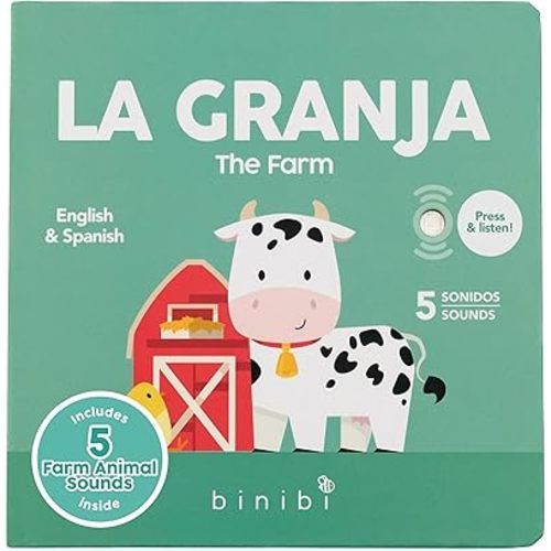 Binibi La Granja Bilingual Sound Book - Interactive Spanish Learning for Babies - Ages 1-5