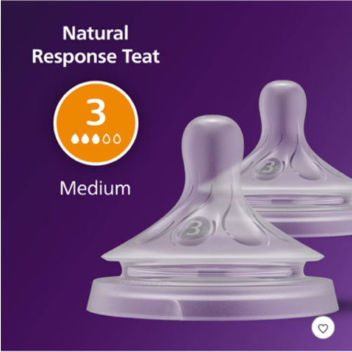 Philips Avent Natural Response Nipples - Medium Flow - Flow 3 - 2pk