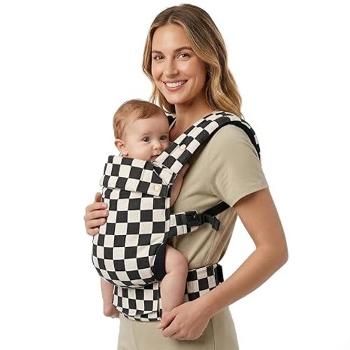 Baby Carrier Newborn to Toddler- 100% Pure Cotton Double-Side Skin-Friendly Baby Carrier,3 Carry Positions Newborn Carrier, Ergonomic,Cozy and Lightweight Infant Carrier for 7-40lbs,Checkerboard