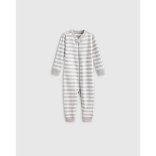 100% Organic Cotton One Piece Pajama - Baby in Grey Stripe