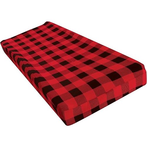 Hudson Baby Unisex Baby Cotton Changing Pad Cover, Buffalo Plaid, One Size
