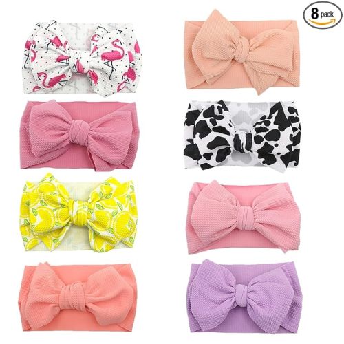 Baby Headbands for Girls Nylon Hair Bows Turban Knotted Headwraps for Newborn Infant Toddlers Kids (PR22-8)