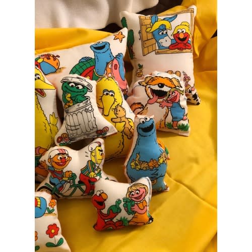 Sesame.... Plush Mini Toys /  Handmade / Vintage Cotton Fabric  Medium Pillows