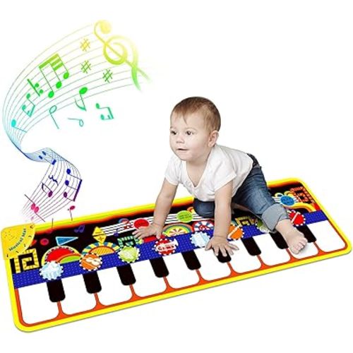RenFox Baby Piano Mat with 25 Music Sounds, Kids Musical Playmat, Early Education Development Birthday Gift Music Toy for 1 2 3 Year Girls Boys, Piano Keyboard Touch Play Blanket for Child Toddlers