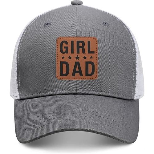Girl Father Daddy Dad Leather Patch Hat Birthday for Dad Papa from Daughter Son Adjustable Trucker Hat