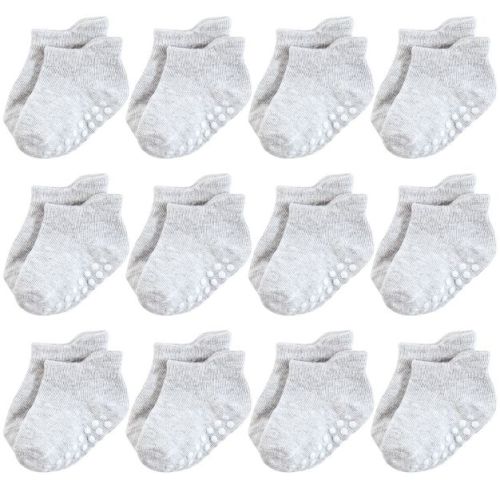 Hudson Baby Unisex Baby Non-Skid No-Show Socks, Gray