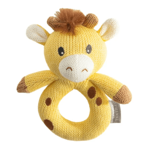 Living Textiles Knitted Ring Rattle - Noah the Giraffe