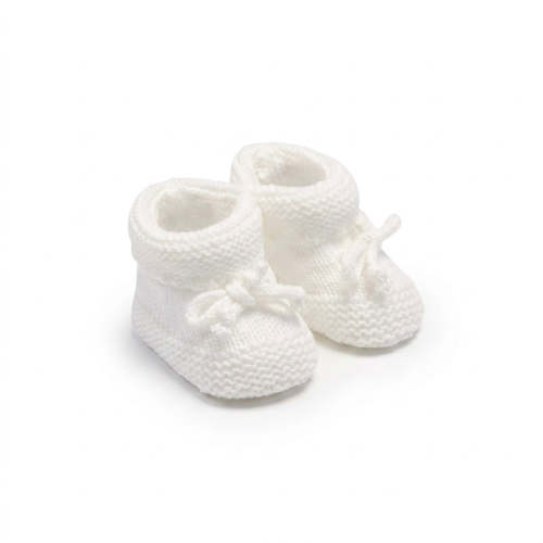 White Knitted Tie Booties – Ella Marina Baby