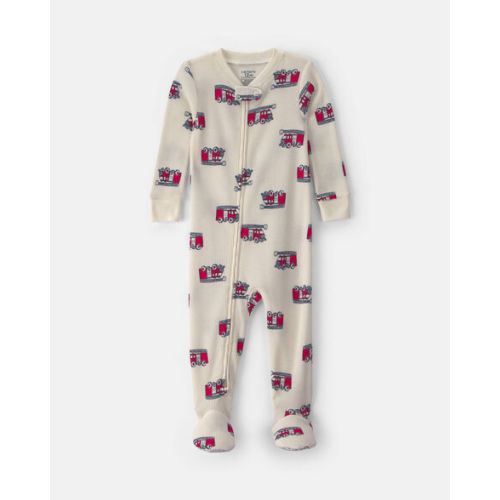 Baby Boy 1-Piece Firetrucks Thermal Snug Fit Footed Pajama - Cream | Carter's