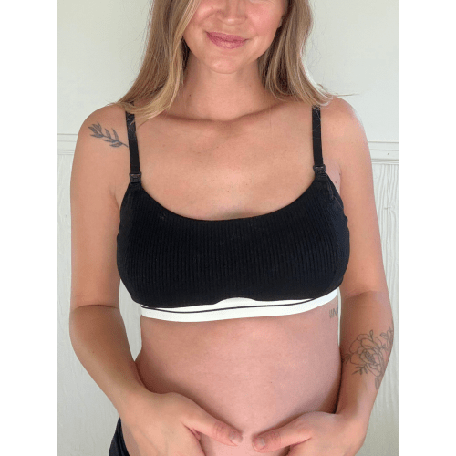 Rib Organic Cotton Nursing Bralette - Black – MORROW+MINT